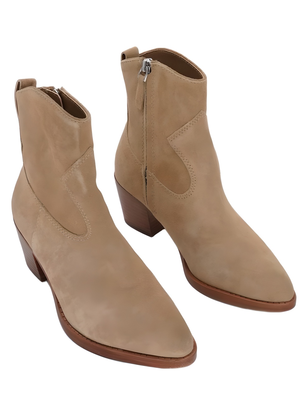 Lauren Ralph Lauren Harpher Camel Suede Western Pointed Toe Block Heel Size 5M